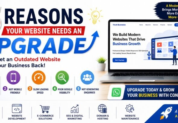 5 Reasons Your Website Needs an Upgrade – Modern website redesign with mobile-friendly design, fast loading speed, SEO optimization, Google visibility, and lead generation for local businesses.